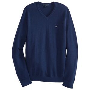 New! CROWN & IVY Men's Pique Cotton Cashmere Pullover Sweater Blue Size XL